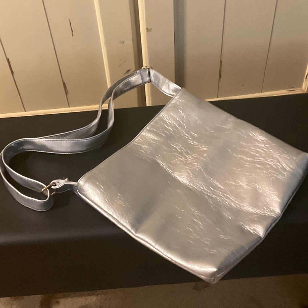 Silver Metallic Shoulder Bag - Women